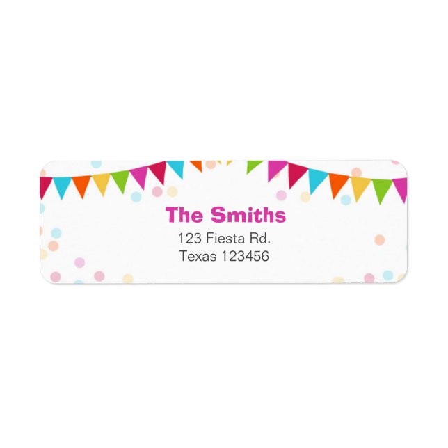 Etiqueta de dirección de retorno mexicana Fiesta (Frente)