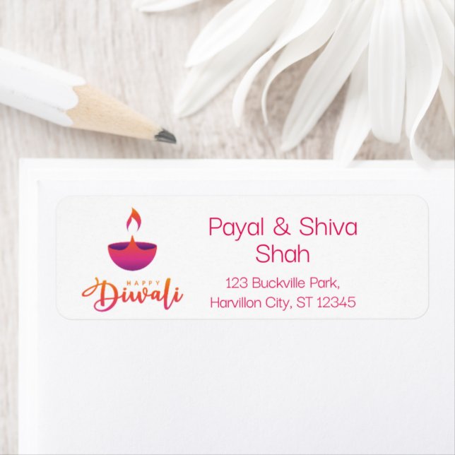 Etiqueta de dirección de retorno moderna de Diwali (In situ)