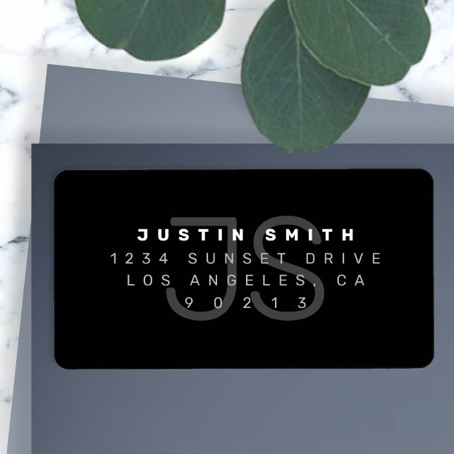 Etiqueta de dirección de retorno moderna monograma (Subido por el creador)