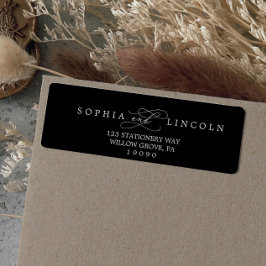 Etiqueta de dirección de retorno negro de caligraf