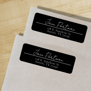 Etiqueta de dirección de retorno negro Minimalista