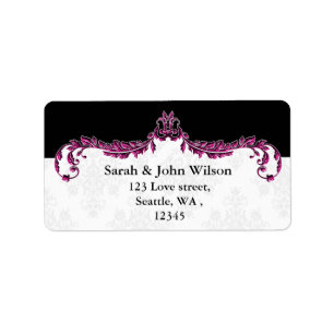 etiqueta de dirección de retorno negro rosa