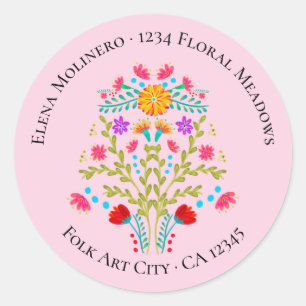 Etiqueta de dirección de retorno rosa de las flore