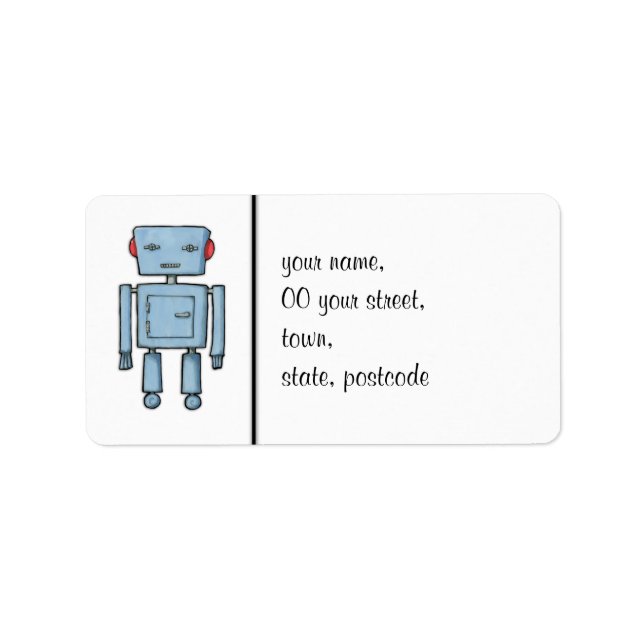Etiqueta de dirección de robot de juguete (Frente)