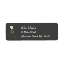 Etiqueta de dirección de rosa blanca elegante
