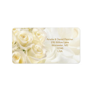 Etiqueta de dirección de rosas de color crema blan