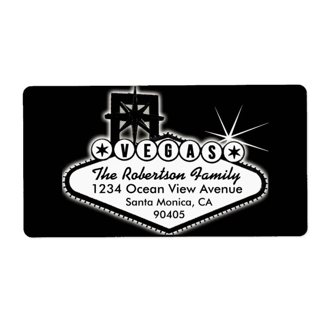 Etiqueta de dirección de Rótulo de Las Vegas con e (Frente)