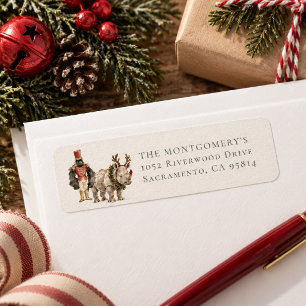 Etiqueta de dirección de Safari Navidad Rinoceront