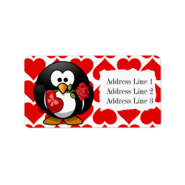 Etiqueta de dirección de San Valentín de pingüino 