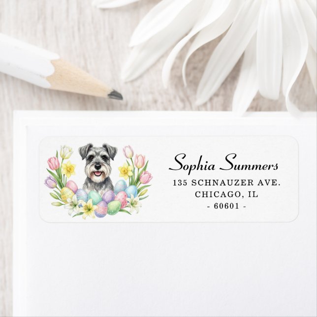 Etiqueta de dirección de Schnauzer de Pascua con F (In situ)