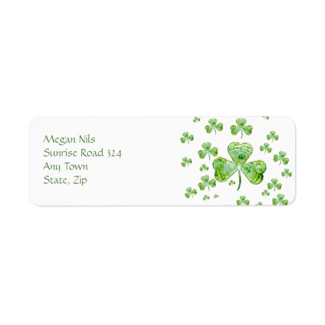 Etiqueta de dirección de Shamrock feliz (Frente)