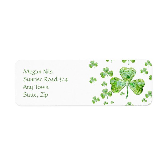 Etiqueta de dirección de Shamrock feliz (Frente)