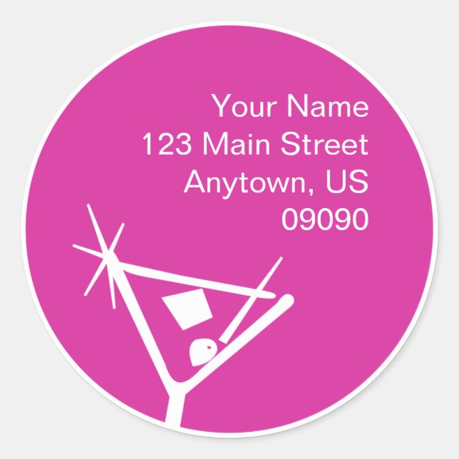 Etiqueta de dirección de silueta de vidrio Martini (Anverso)