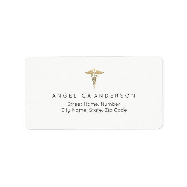 Etiqueta de dirección de símbolo del Caduceo médic (Frente)