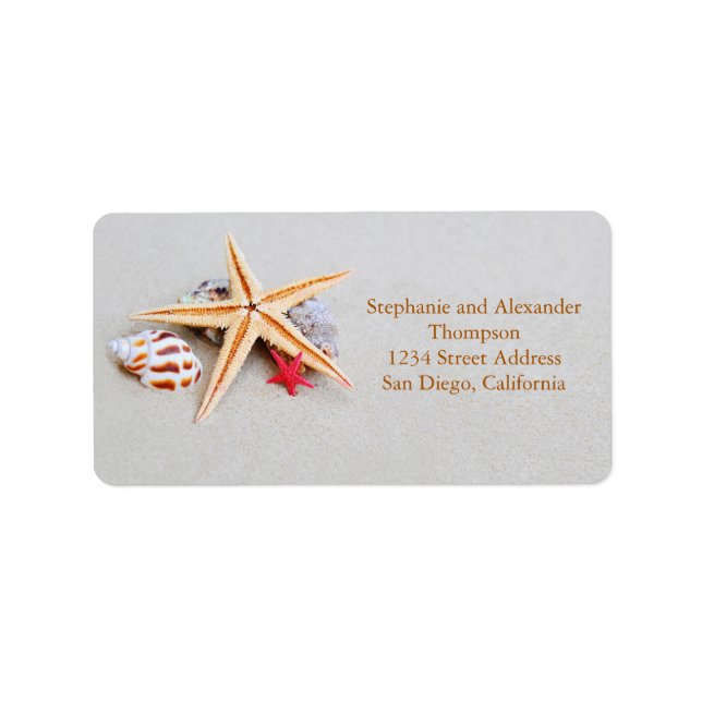 Etiqueta de dirección de Starfish and Seashell par (Frente)