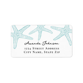 Etiqueta de dirección de Starfish turquesa