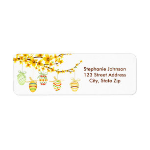 Etiqueta de dirección de sucursal de Forsythia Egg