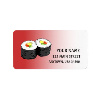 Etiqueta de dirección de sushi