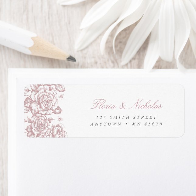 Etiqueta de dirección de toile rosa Chinoiserie Ch (In situ)