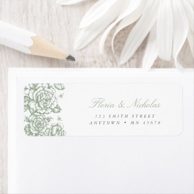 Etiqueta de dirección de Toile Verde Salvia Chinoi (In situ)