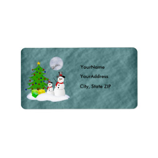 Etiqueta de dirección de vacaciones de Snowman