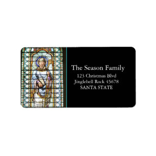 Etiqueta de dirección de vacaciones de vidrio cont