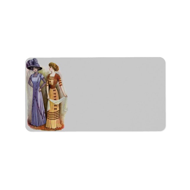 Etiqueta de dirección de vestidos de época (Frente)