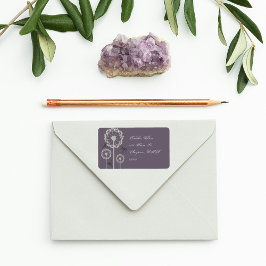 Etiqueta de dirección de violetas moradas