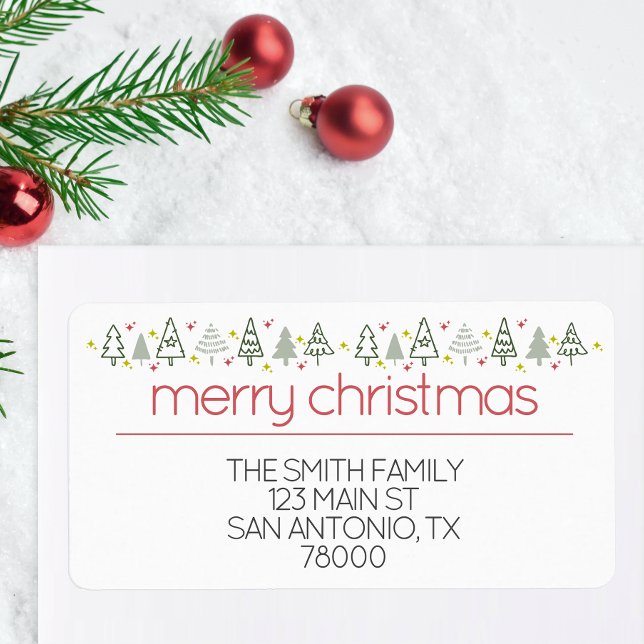 Etiqueta de dirección de vuelta de Navidad moderna (Large Christmas Address Labels)