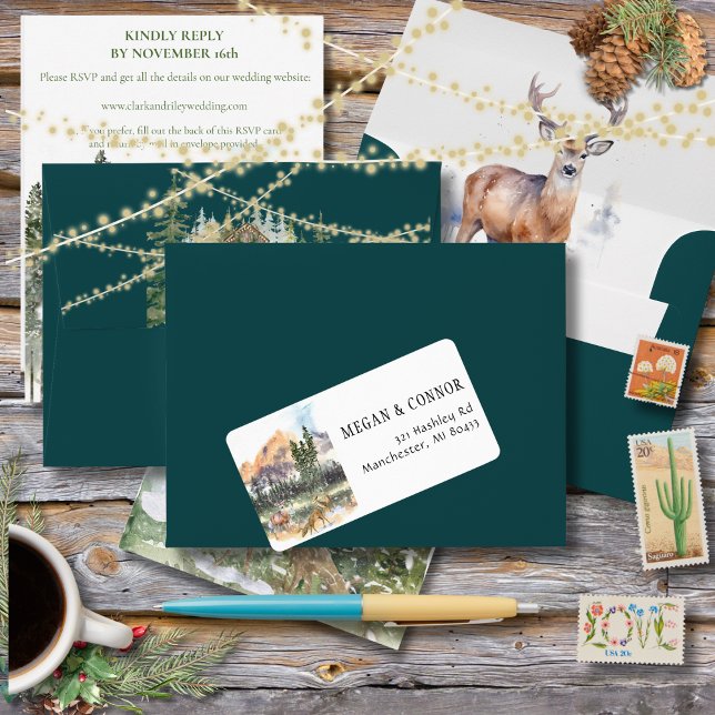 Etiqueta de dirección de Winter in Evergreen Woods (Subido por el creador)