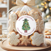 Etiqueta de dirección del árbol de Navidad con laz