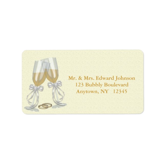Etiqueta de dirección del Boda de champán (Frente)
