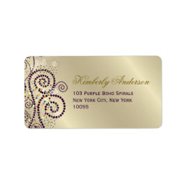 Etiqueta de dirección del Boda de cumpleaños Purpl