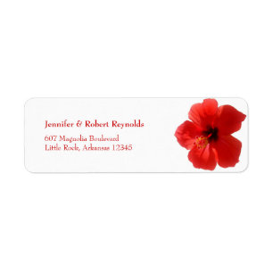 Etiqueta de dirección del Boda de Hibiscus Rojo