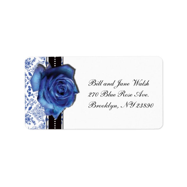 Etiqueta de dirección del Boda Rosa azul (Frente)