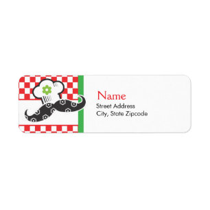 Etiqueta de dirección del chef del chica Mustache