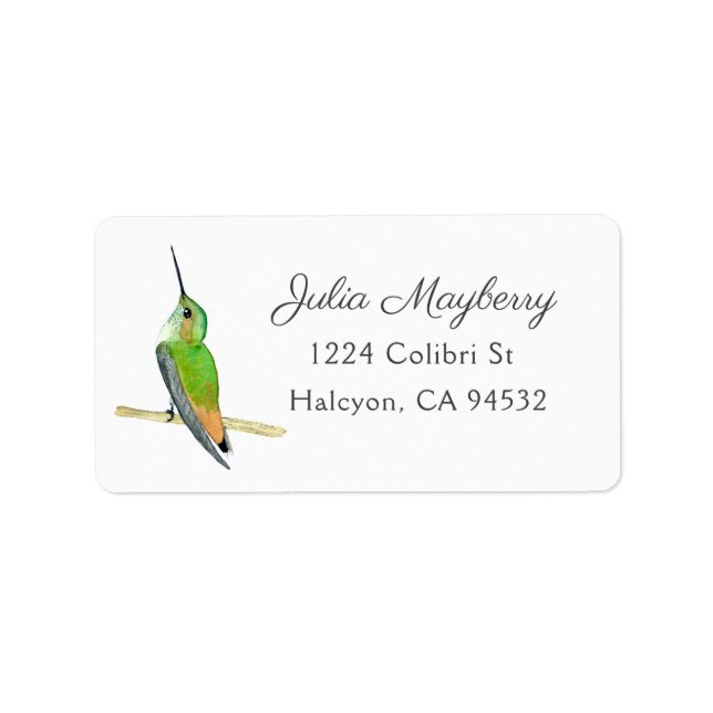 Etiqueta de dirección del colibrí de Allen (Frente)