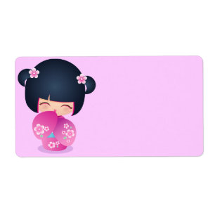 Etiqueta de dirección del Fraise de Kokeshi