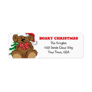 Etiqueta de dirección del navidad de Beary