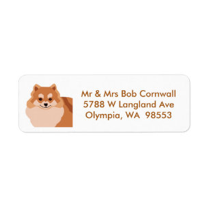 Etiqueta de dirección del perro de Pomeranian