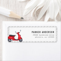 Etiqueta de dirección del tema del retro rojo