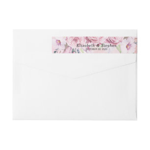 Etiqueta de dirección elegante acuarela floral y p