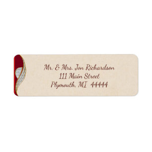 Etiqueta de dirección elegante de la aguja roja y