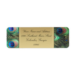 Etiqueta de dirección elegante de la pluma de pavo