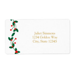 Etiqueta de dirección elegante de navidades Holly 