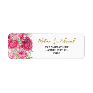 Etiqueta de dirección elegante de Peony Florals ro