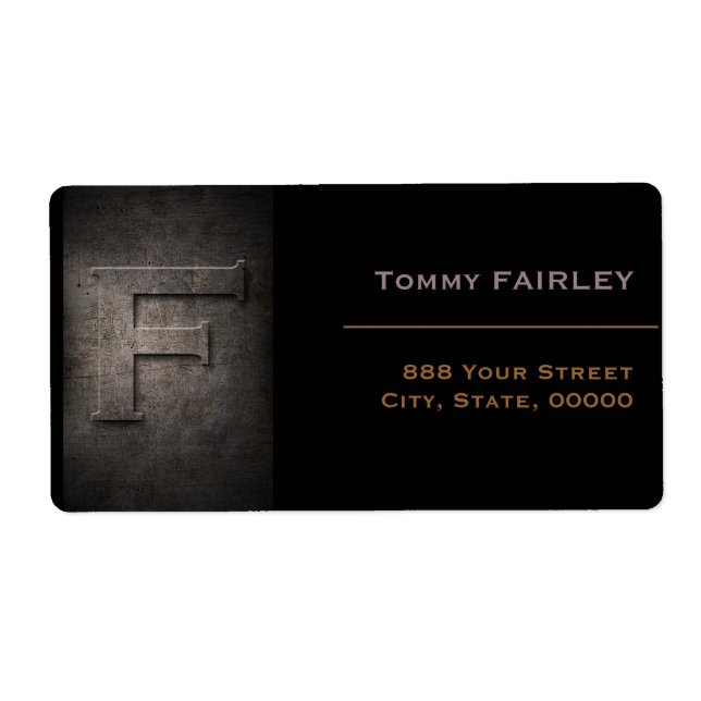 Etiqueta de dirección F del monograma Metalizado n (Frente)