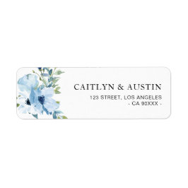 etiqueta de dirección floral azul claro