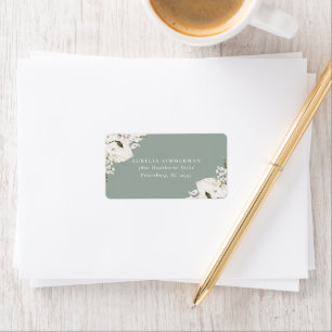 Etiqueta de dirección floral bohemia blanca