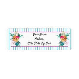 Etiqueta De Dirección Floral Bouquets Y Strips Ret